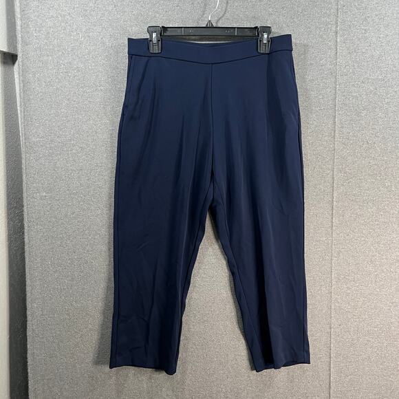 Susan Graver Regular LK Fusion Pull-On Crop Pant Navy, Medium - Picture 1 of 8